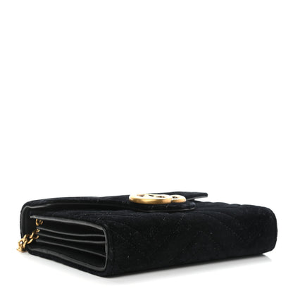 Gucci Velvet Matelasse GG Marmont Chain Wallet Black 4 of 14
