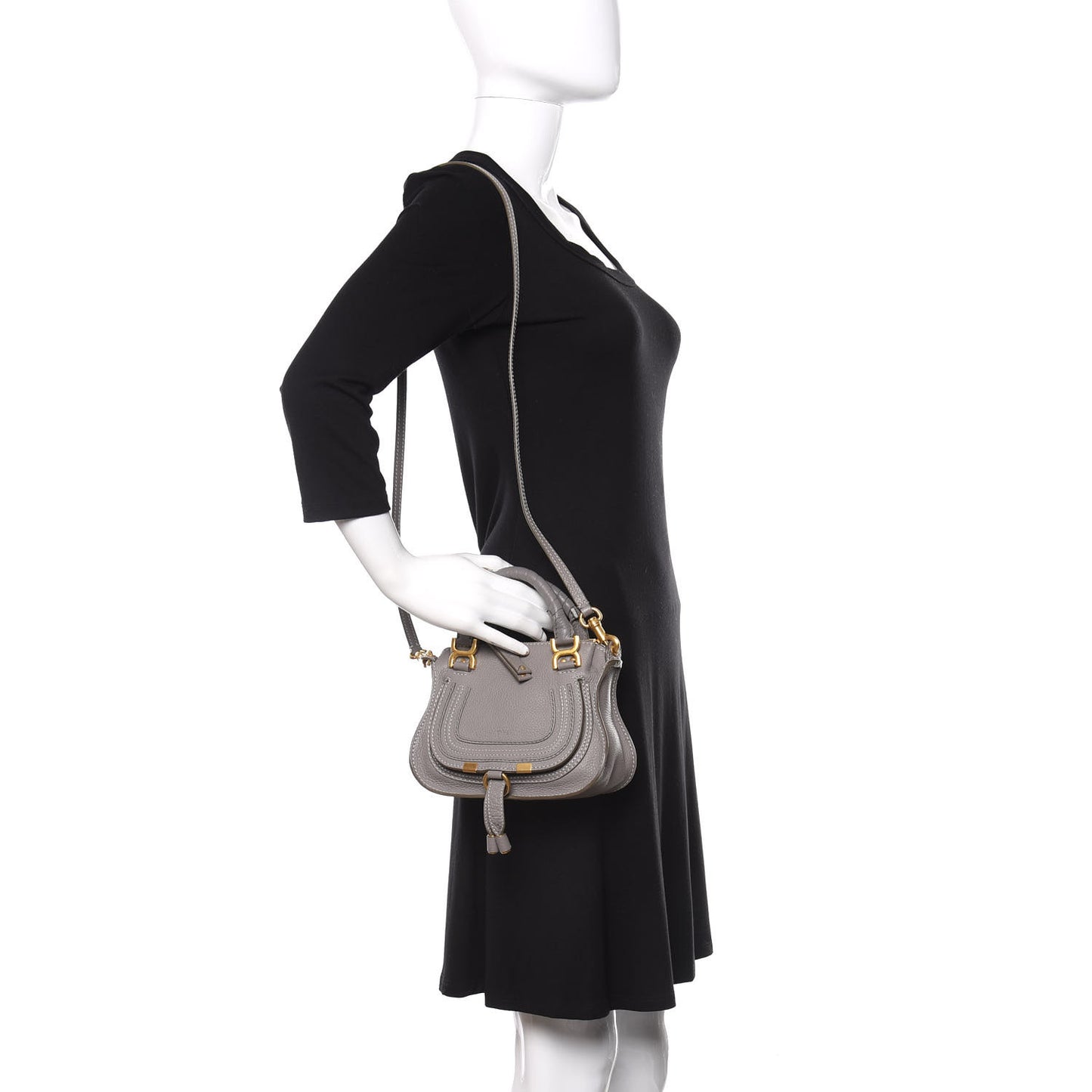 Calfskin Mini Marcie Satchel Cashmere Grey