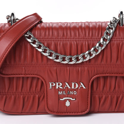 Prada Nappa Gaufre Small Chain Flap Shoulder Bag Fuoco 10 of 10