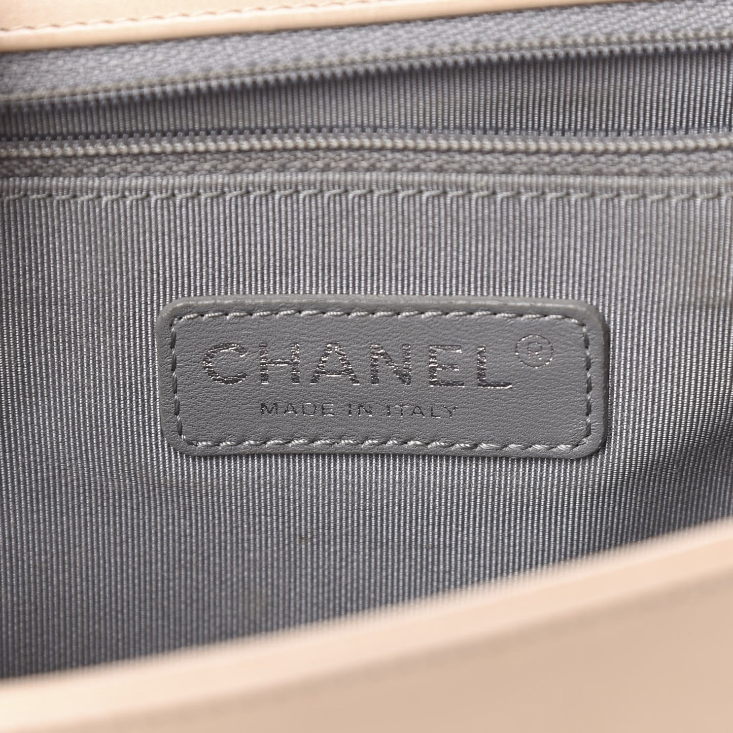 Calfskin Double Stitch Large Boy Flap Beige