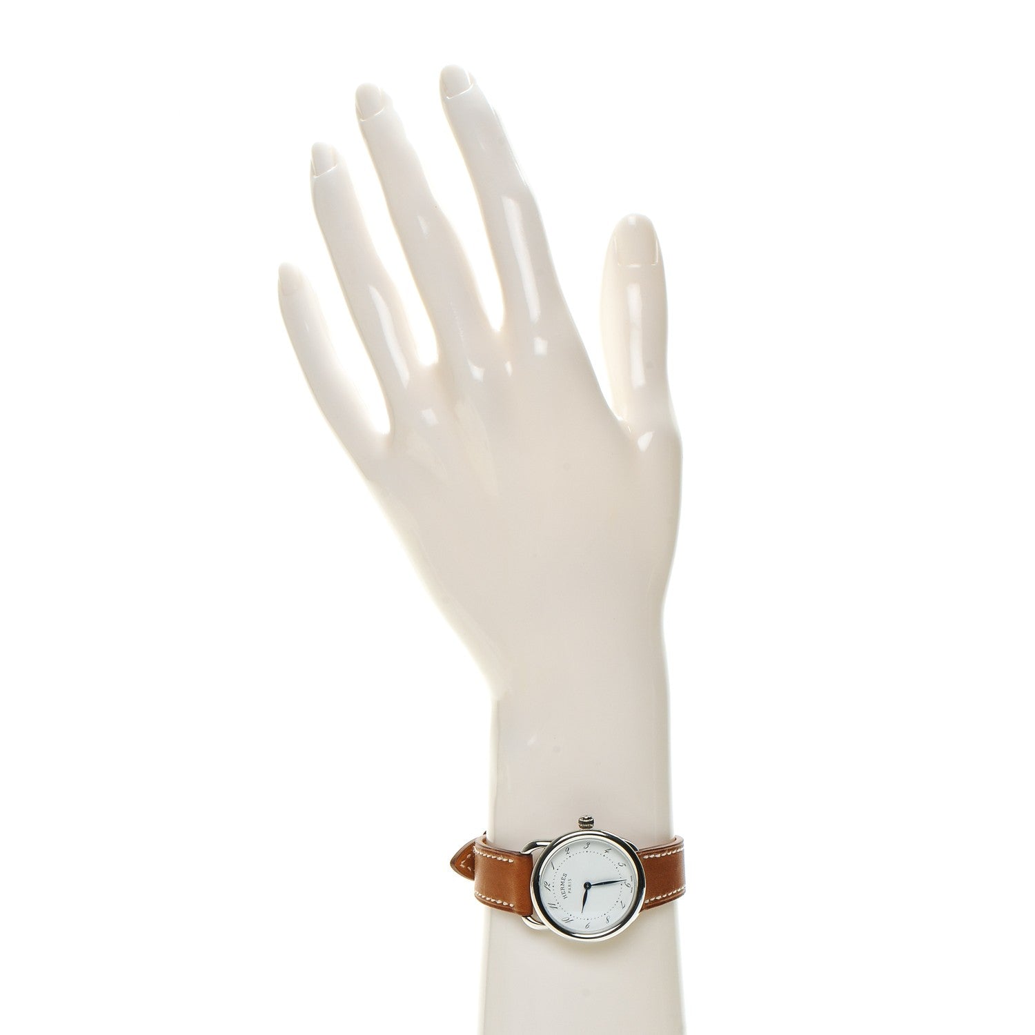 Hermes Stainless Steel Barenia 28mm Arceau Quartz Watch Fauve 2 of 8
