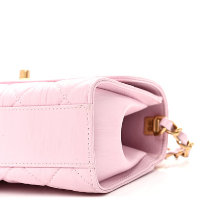 Chanel Crumpled Lambskin Quilted Mini CC Links Top Handle Flap Light Pink 10 of 10