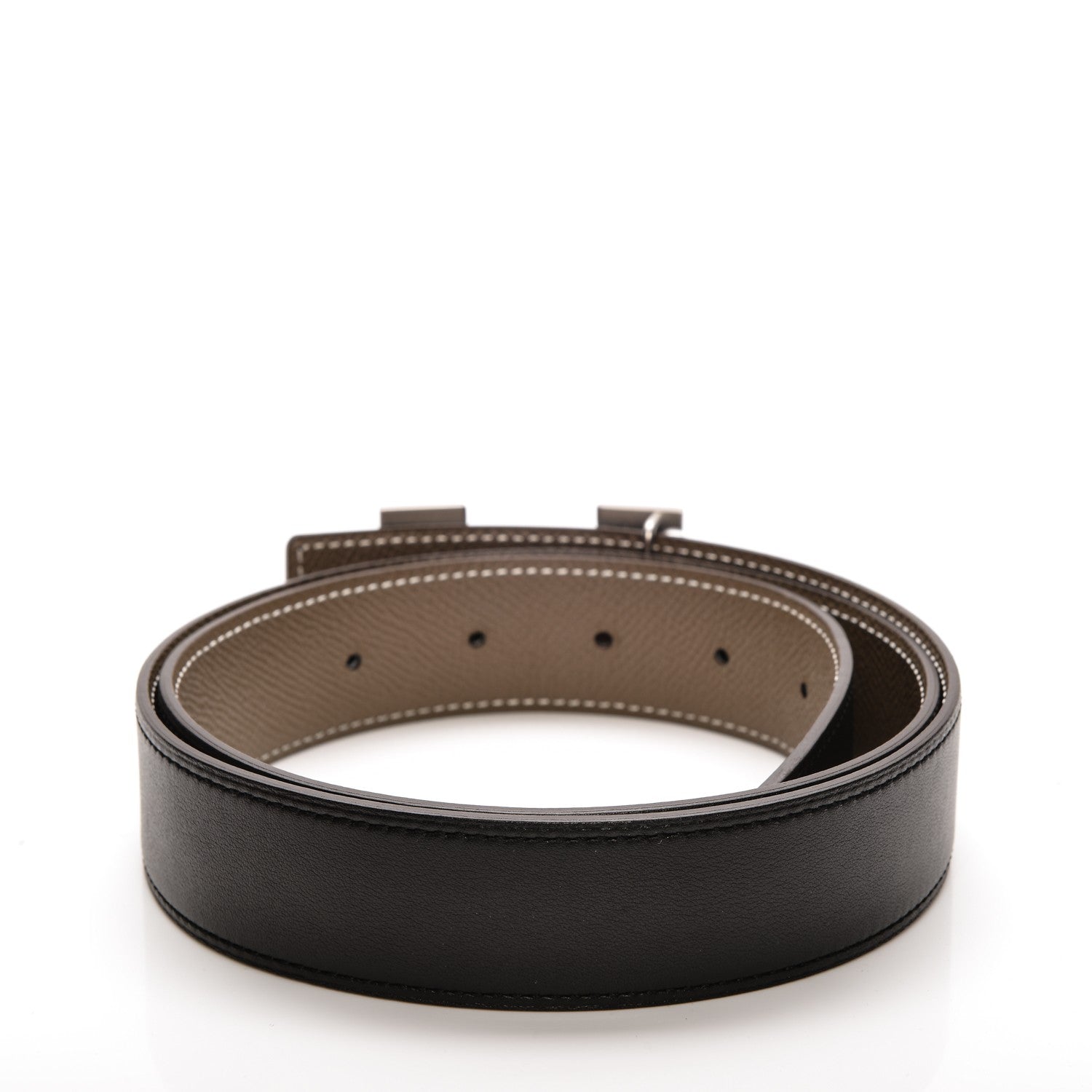 Hermes Swift Epsom 32mm H Belt 90 Black Etoupe 3 of 5