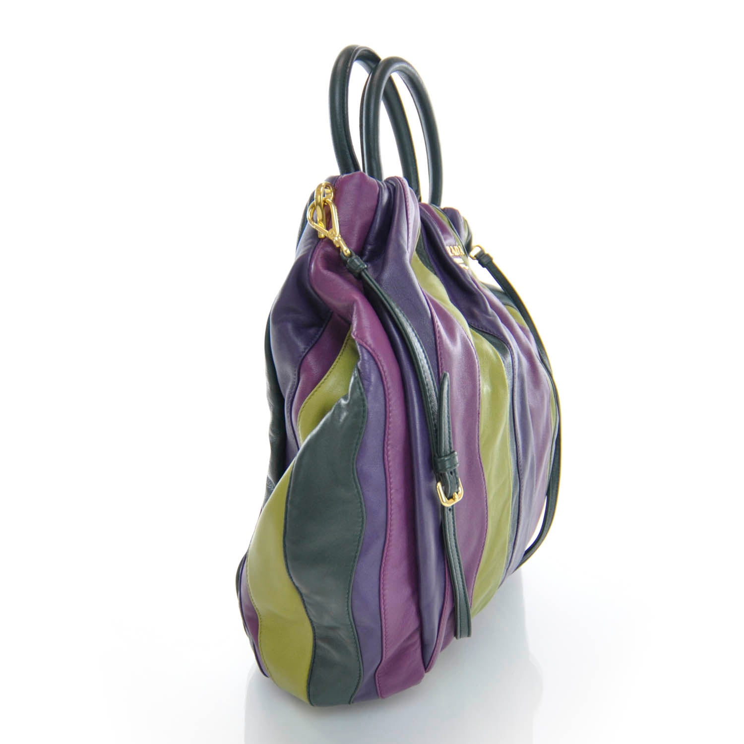 Prada Nappa Stripes Shoulder Bag Viola Alloro 6 of 10