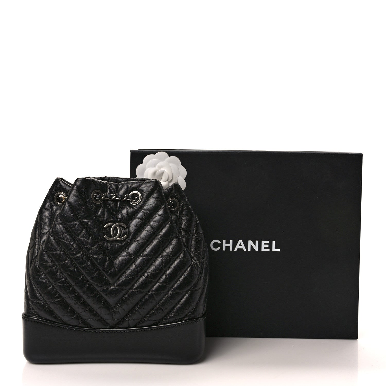 Chanel Aged Calfskin Chevron Quilted Small Gabrielle Backpack Black 12 of 12