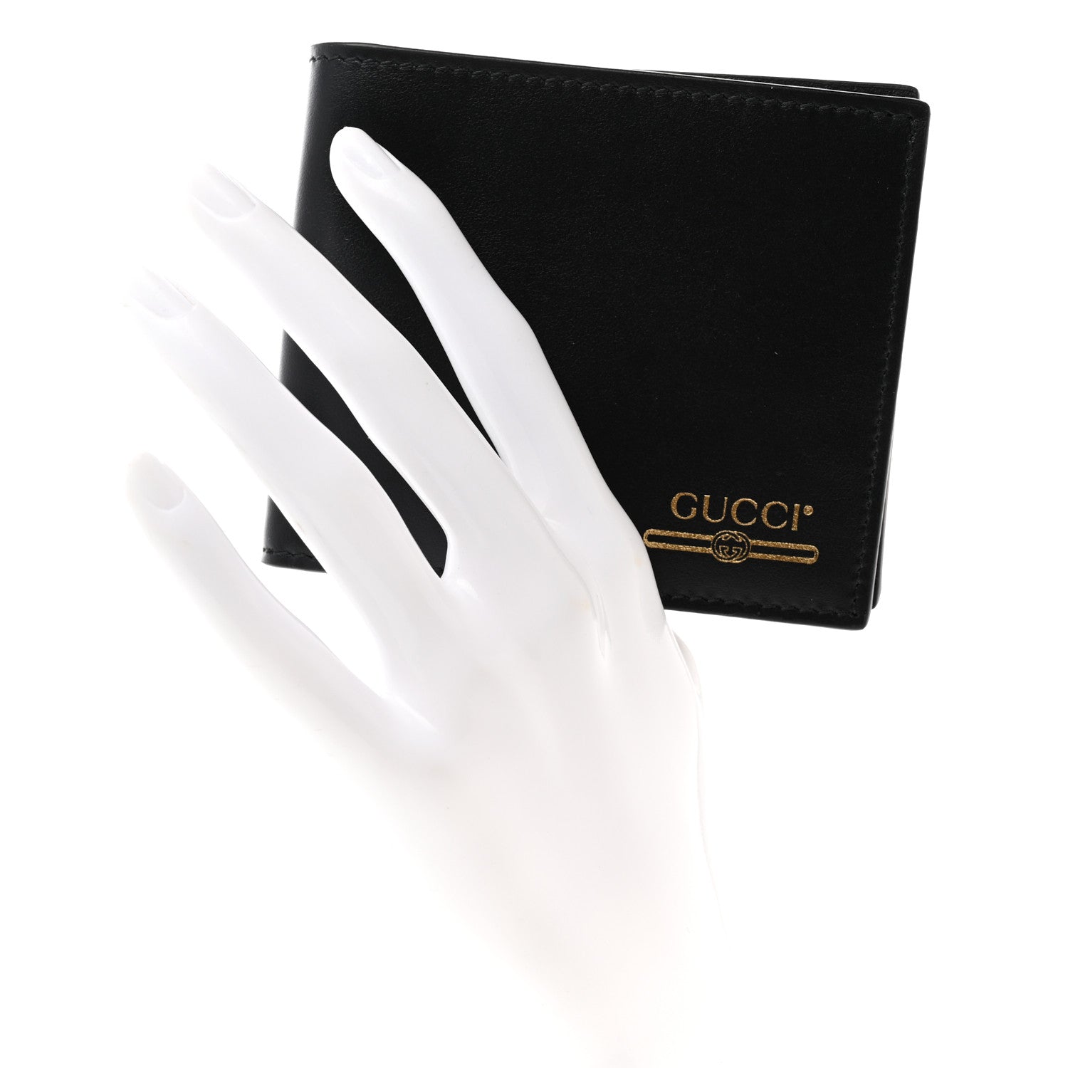 Gucci Plutone Calfskin Logo Bi-Fold Wallet Black 2 of 8