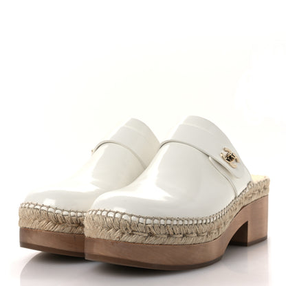 Chanel Patent Calfskin CC Turn Lock Clog 39 White 4 of 10