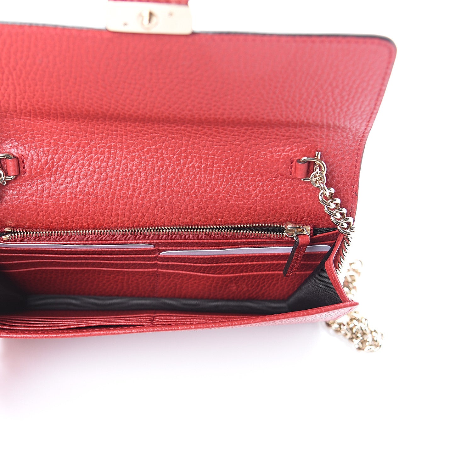 Gucci Dollar Calfskin Interlocking G Chain Wallet Red 4 of 7