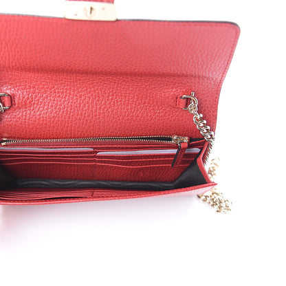 Gucci Dollar Calfskin Interlocking G Chain Wallet Red 4 of 7