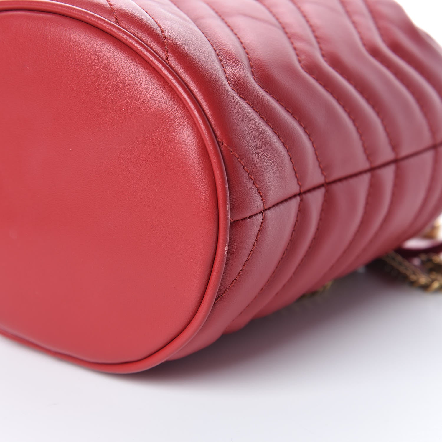 Gucci Calfskin Matelasse Mini GG Marmont 2.0 Bucket Bag Hibiscus Red 10 of 11