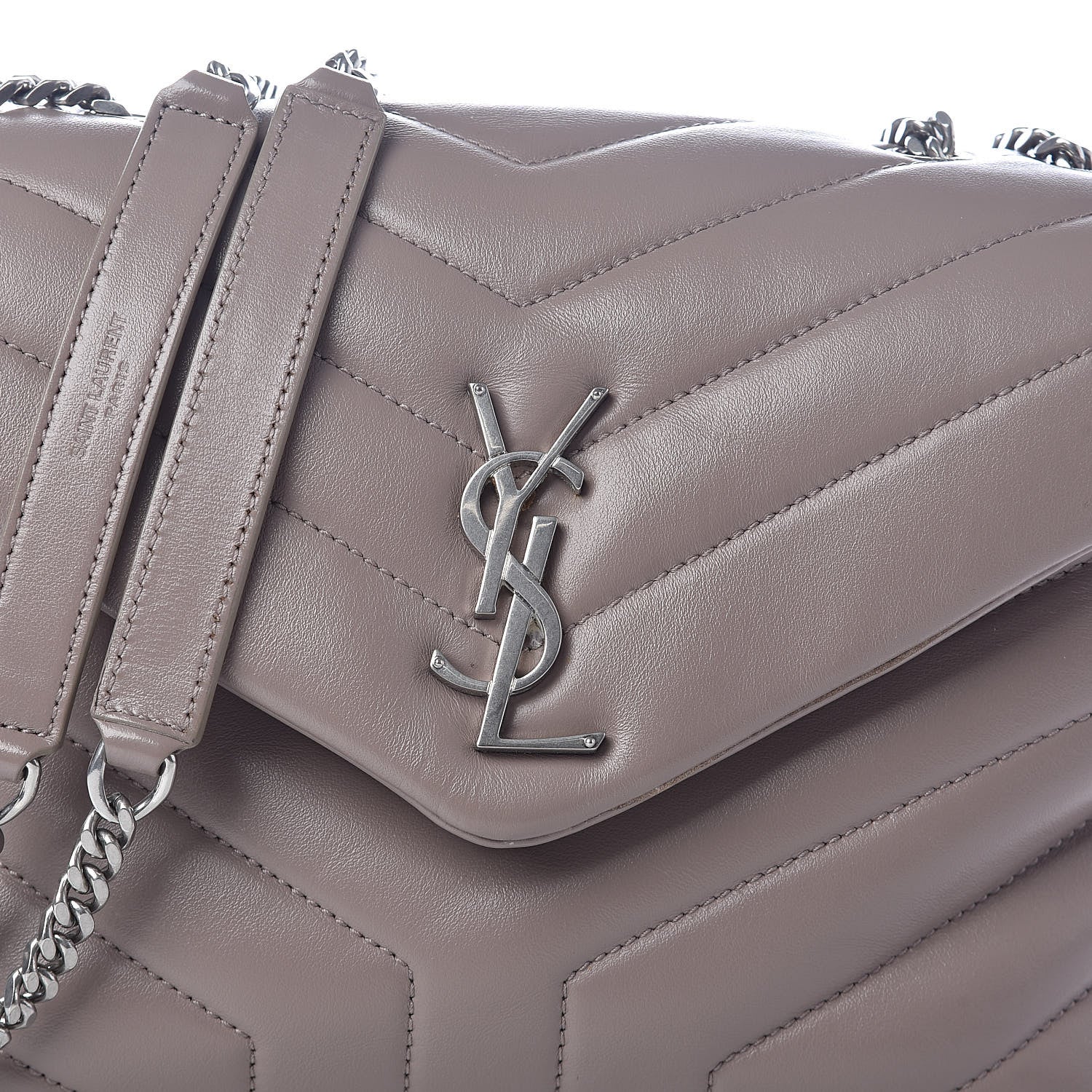 Saint Laurent Calfskin Y Quilted Monogram Small Loulou Chain Satchel Taupe Sable 7 of 9