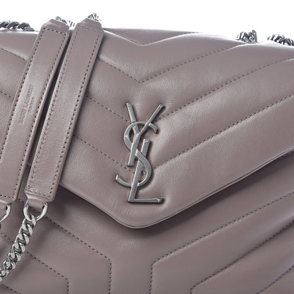 Saint Laurent Calfskin Y Quilted Monogram Small Loulou Chain Satchel Taupe Sable 7 of 9
