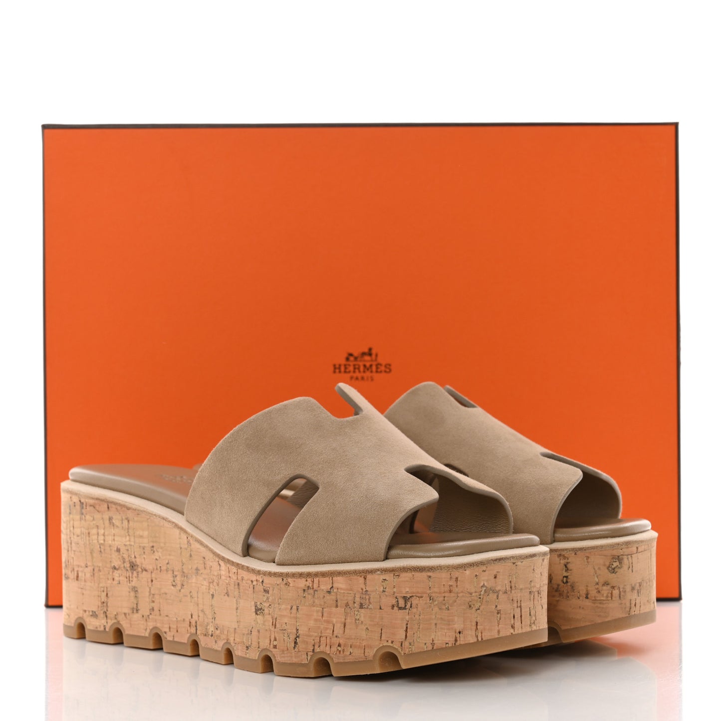 Suede Goatskin Cork Eze 30 Sandals 38 Beige Argile