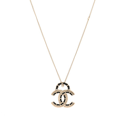 Chanel Lambskin CC Chain Necklace Gold Black 1 of 6