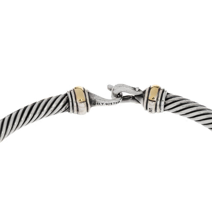 David Yurman Sterling Silver 18K Yellow Gold 4mm Cable Classic Buckle Bracelet 4 of 4