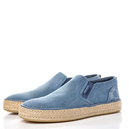 Louis Vuitton Denim Damier Mens Coconut Grove Espadrilles 8 Blue 3 of 9
