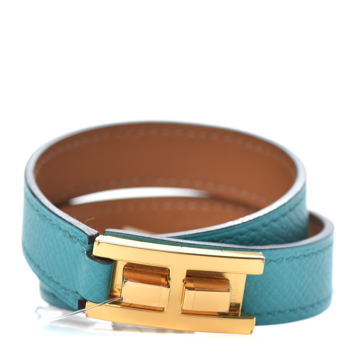 Hermes Epsom Drag Double Tour Bracelet T2 Bleu Paon 1 of 8
