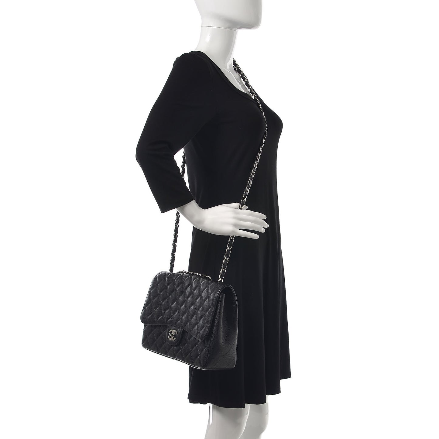 Caviar Quilted Jumbo Single Flap Black