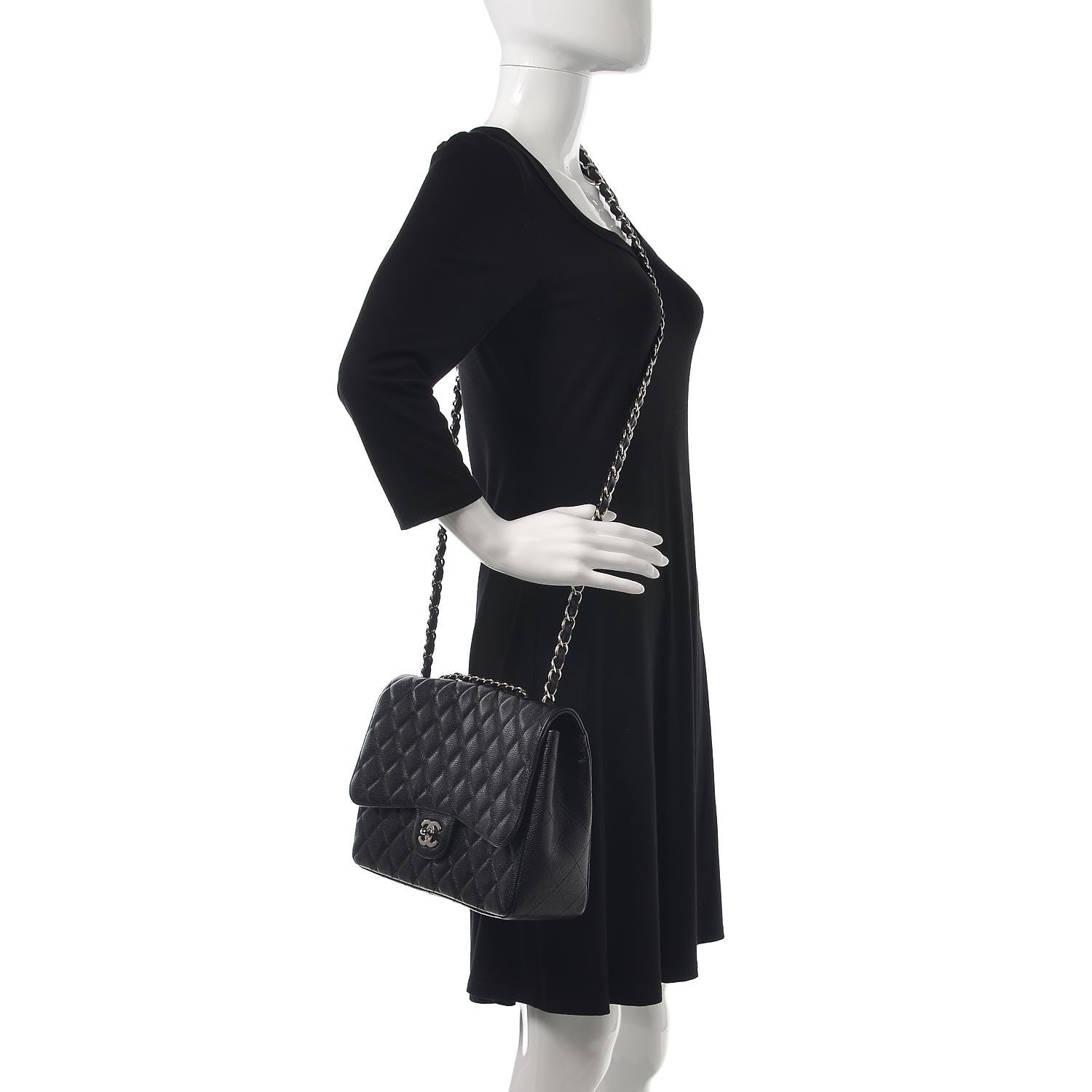 Chanel Caviar Quilted Jumbo Single Flap Black 2 of 10