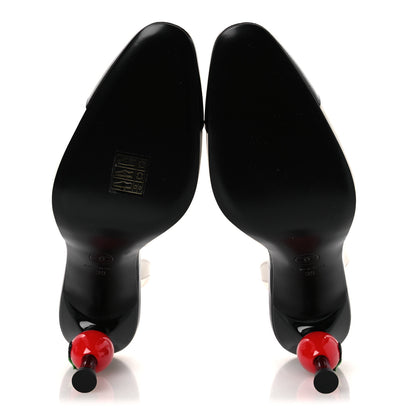 Chanel Lambskin Patent Cap Toe CC Apple Slingback Pumps 39 White Black 7 of 11