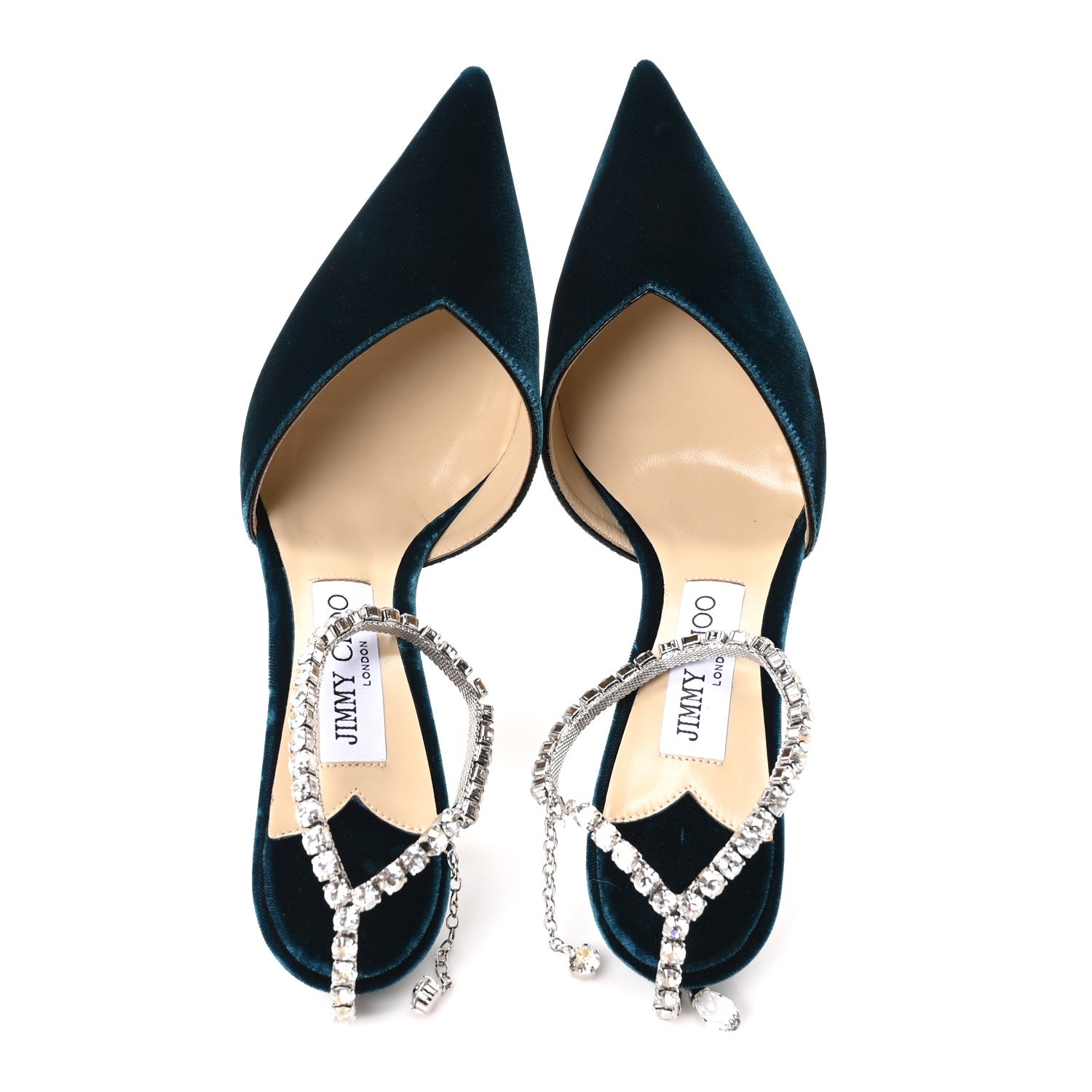Jimmy Choo Velvet Crystal Saeda 100 Pumps 38.5 Dragonfly 1904775