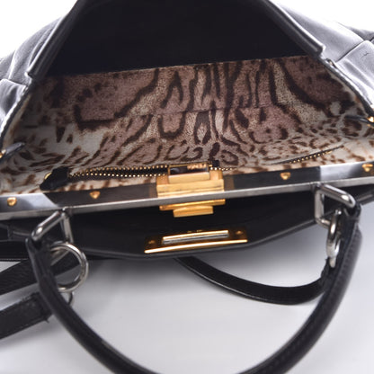 Fendi Calfskin Calf Hair Leopard Print Medium Peekaboo Iconic Satchel Black 8 of 16