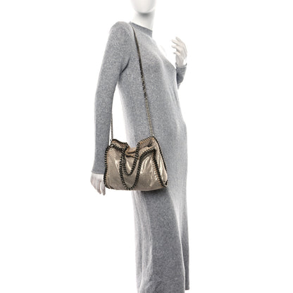 Stella McCartney Metallic Shaggy Deer Mini Falabella Fold Over Tote Gold 2 of 9