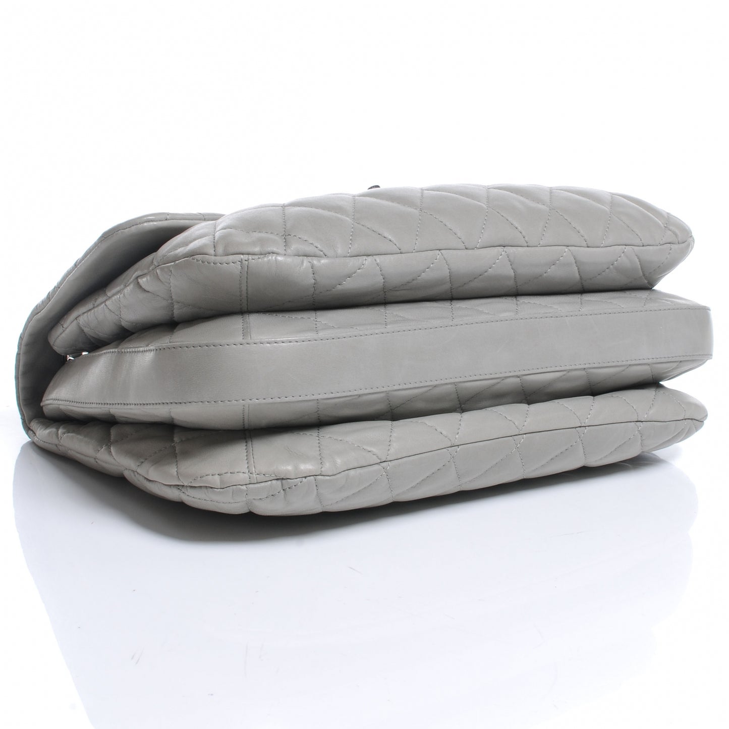 Lambskin Maxi Quilted 3 Flap Bag Grey