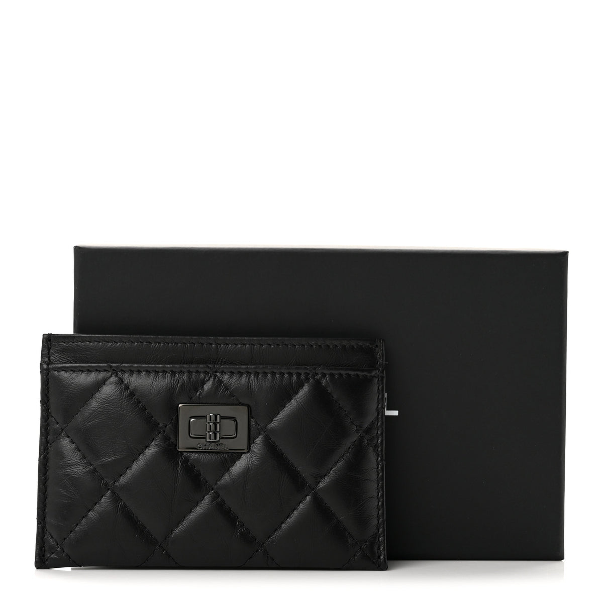 Aged Calfskin Quilted Reissue Card Holder So Black