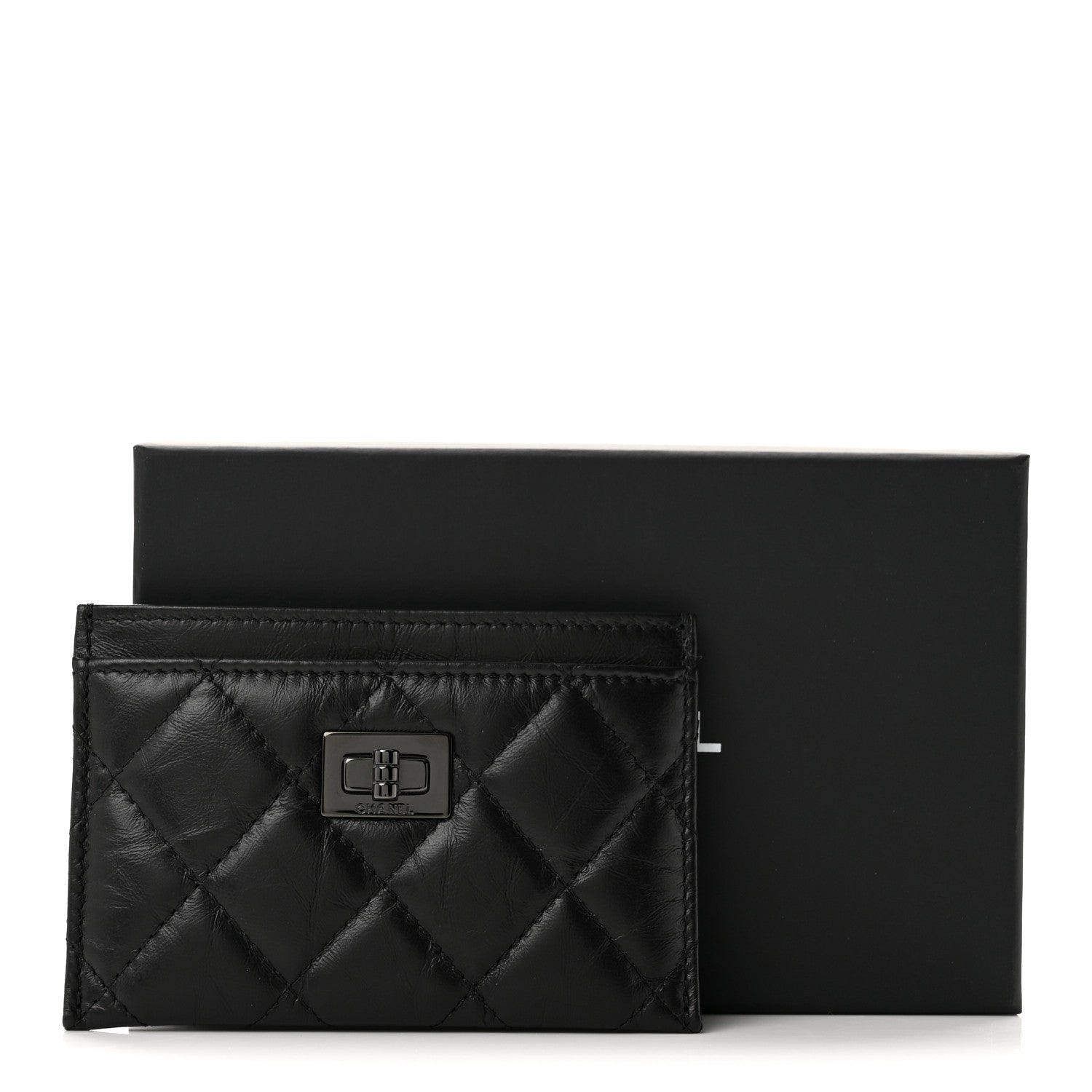 Chanel Aged Calfskin Quilted Reissue Card Holder So Black 9 of 9