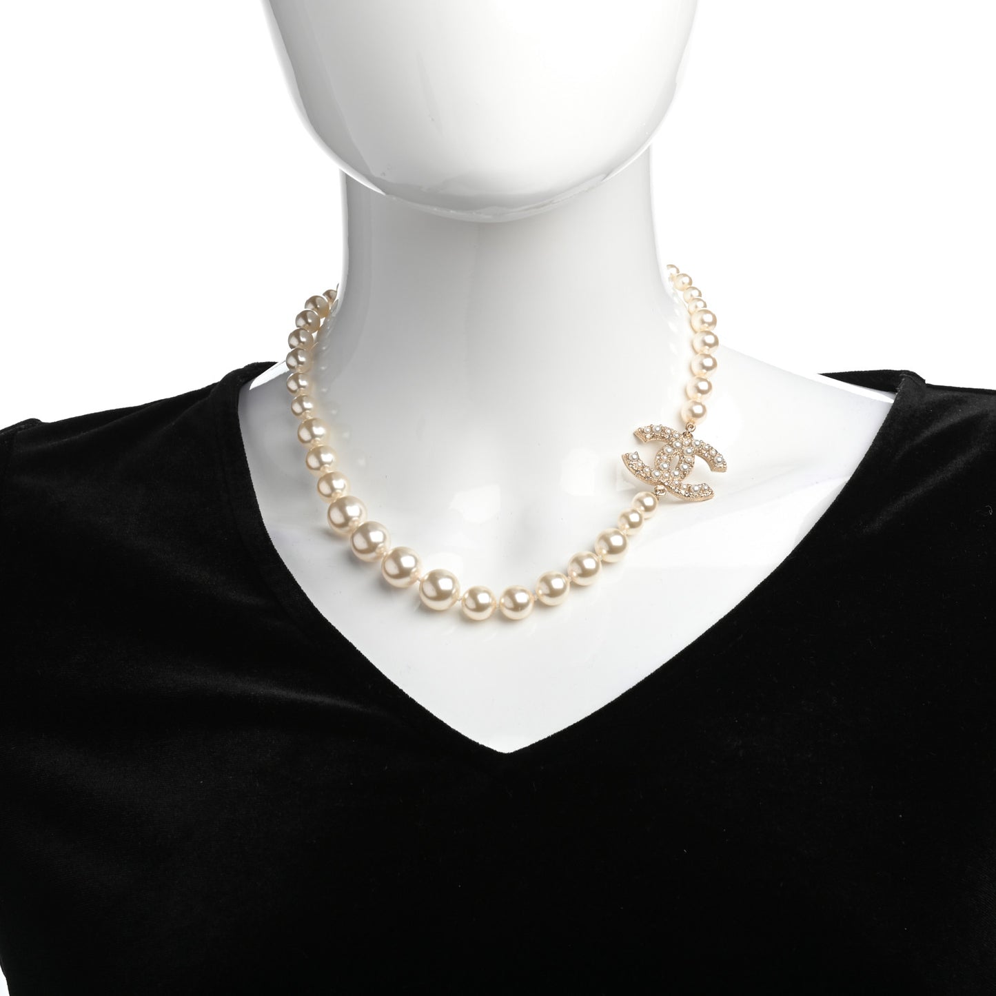 Pearl CC 100th Anniversary Necklace Light Gold