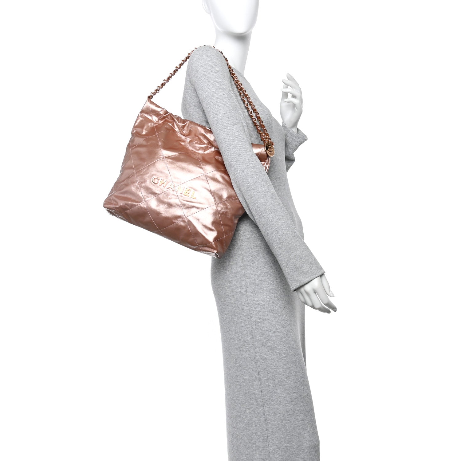 Chanel Metallic Calfskin Quilted Small Chanel 22 Pink 3 of 21