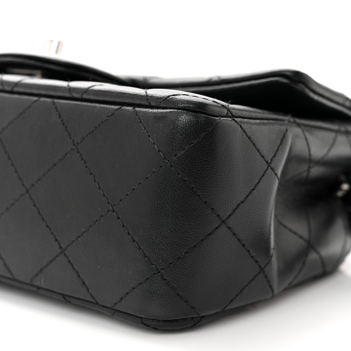 Lambskin Quilted Mini Rectangular Flap Black