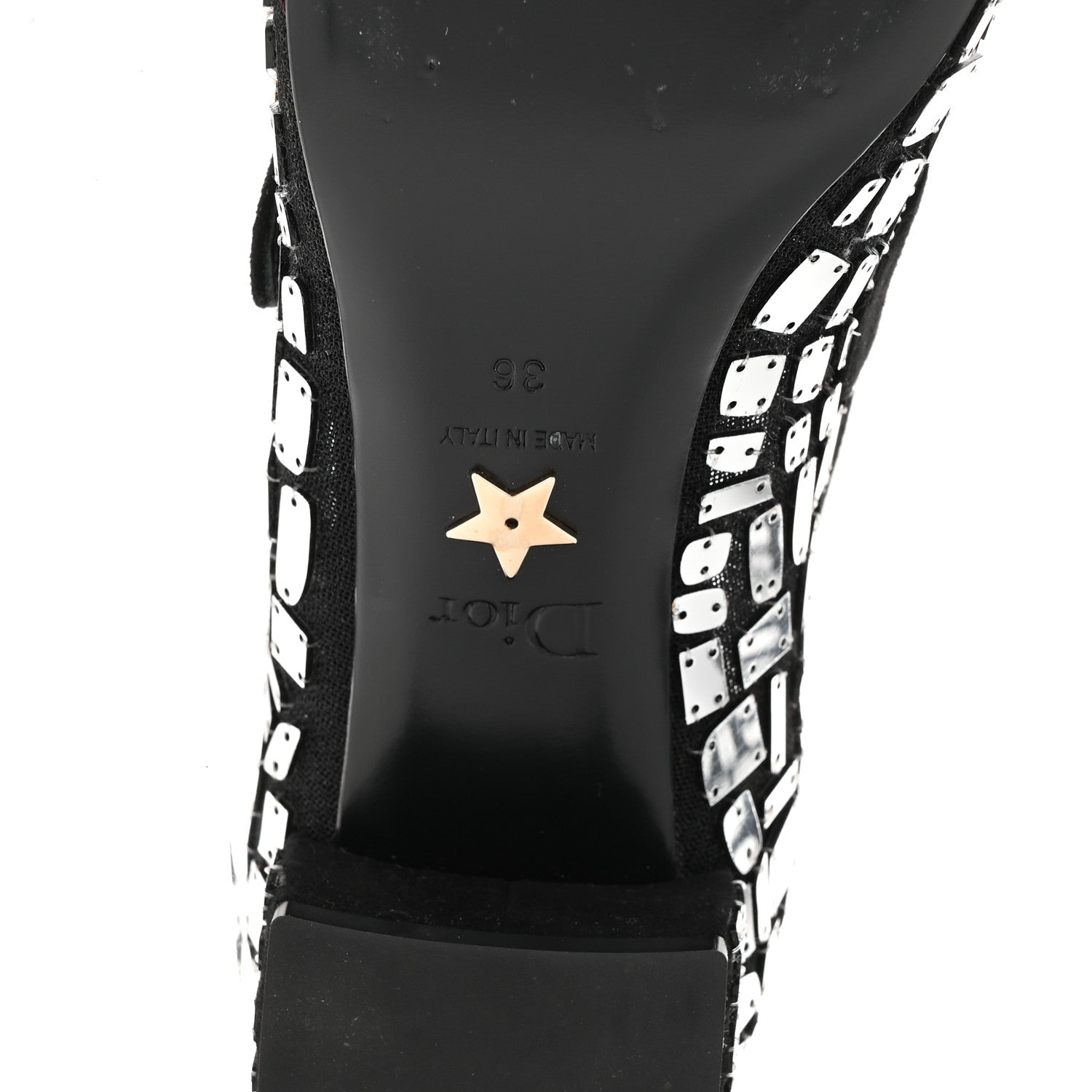Christian Dior Mesh Embroidered Mirror Baby-D Ballet Pumps 36 Black 7 of 9