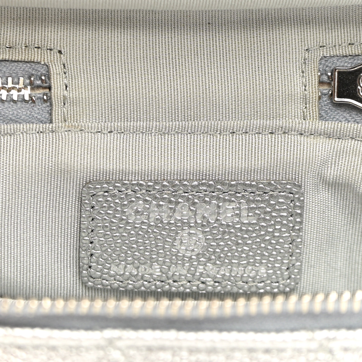 Chanel Metallic Caviar Quilted Mini Top Handle Vanity With Chain Silver 6 of 11