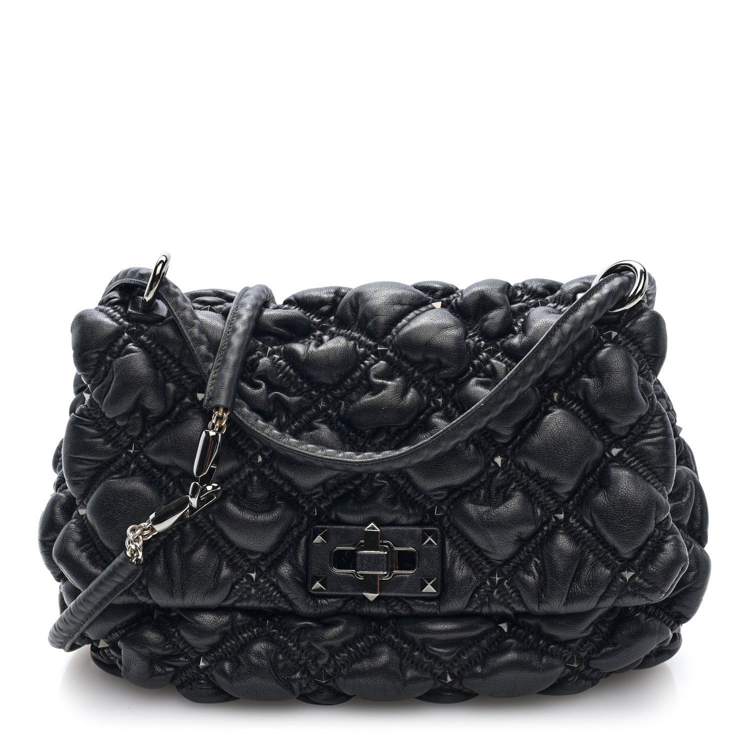 Valentino Garavani Nappa Medium Spikeme Shoulder Bag Black 1 of 8