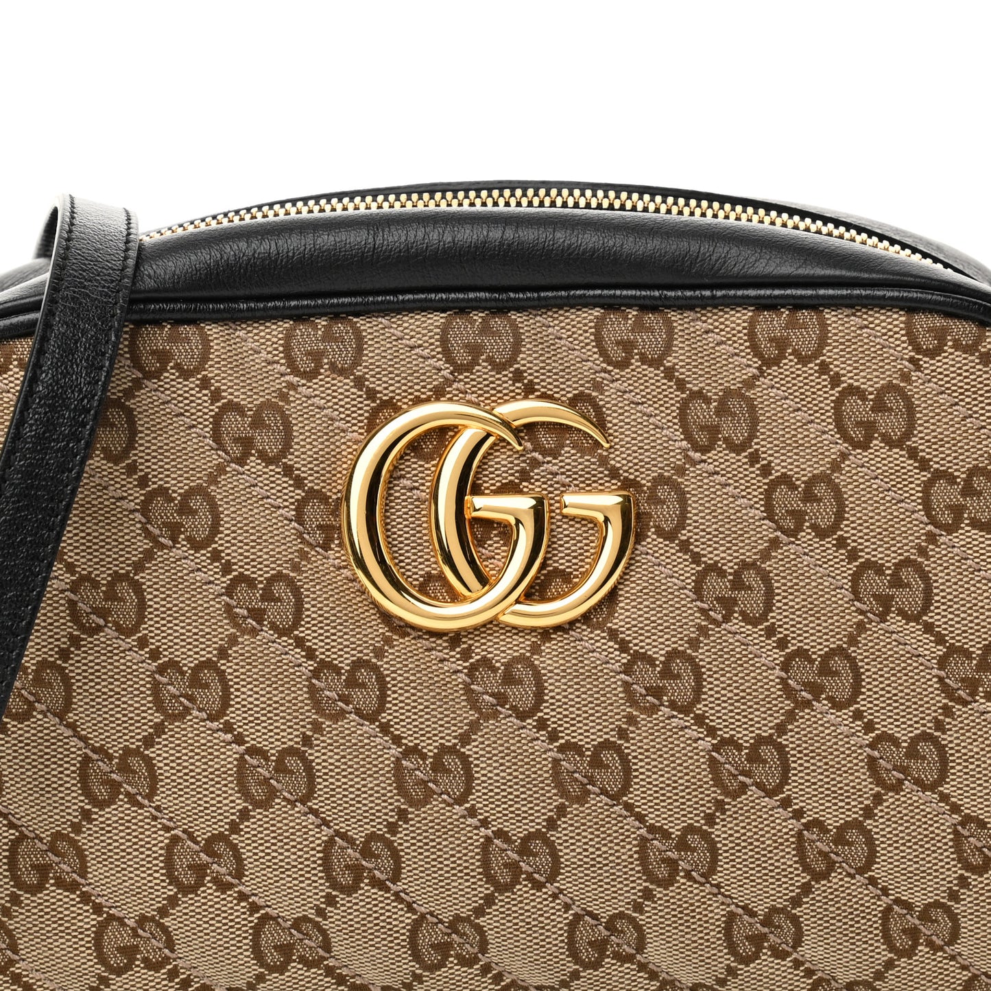 Monogram Matelasse Diagonal Small GG Marmont Chain Shoulder Bag Beige Black