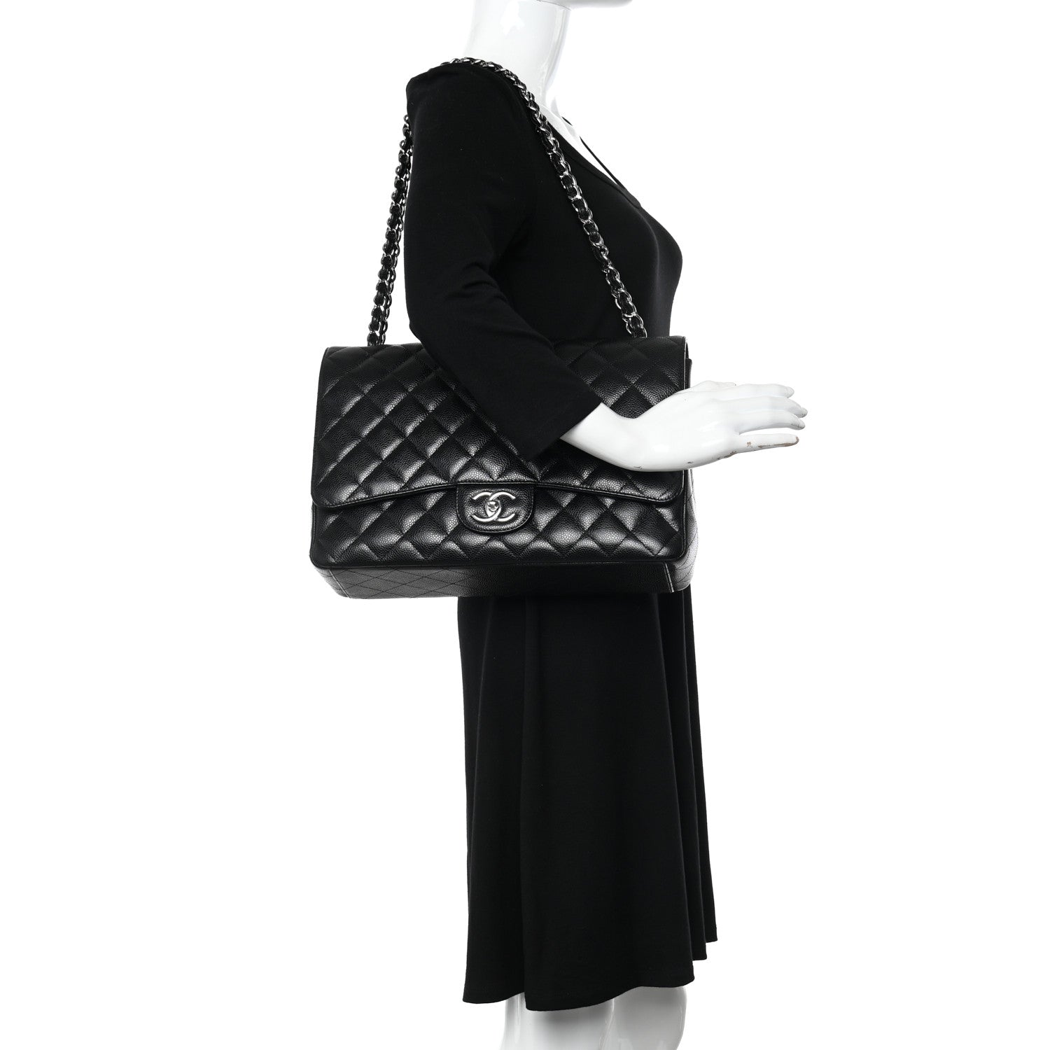 Chanel Caviar Quilted Jumbo Double Flap Black 2 of 11