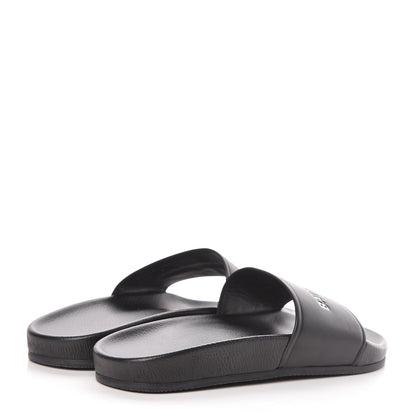 Balenciaga Nappa Logo Pool Slide Sandals 41 Black White 4 of 10