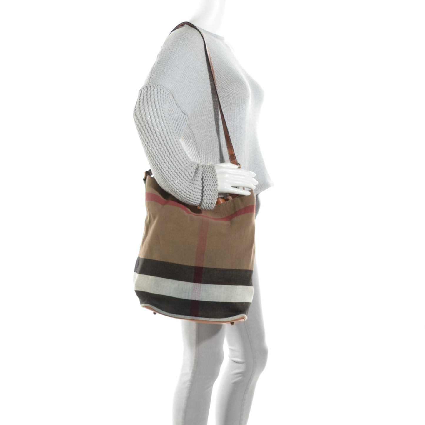 Canvas Mega Check Medium Susanna Hobo Saddle Brown