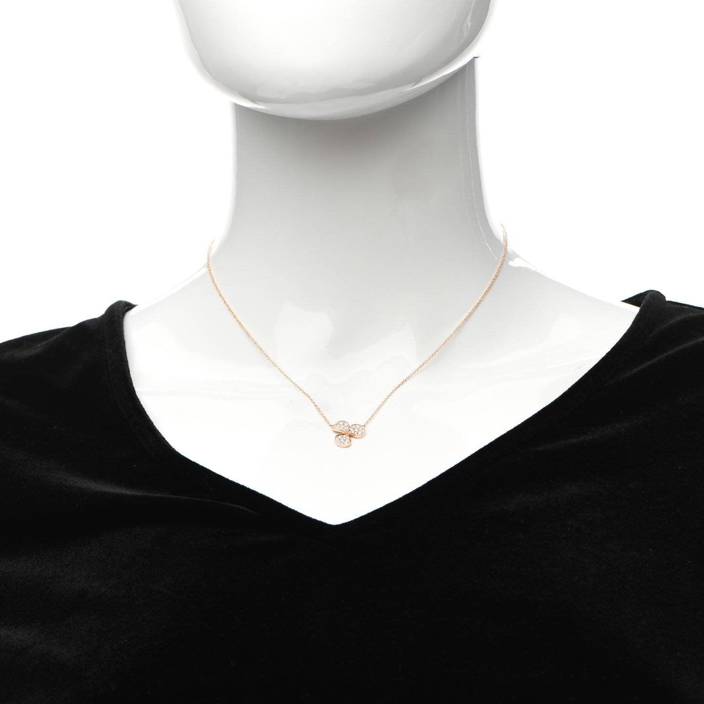 18K Rose Gold Diamond Paper Flowers Pave Pendant Necklace