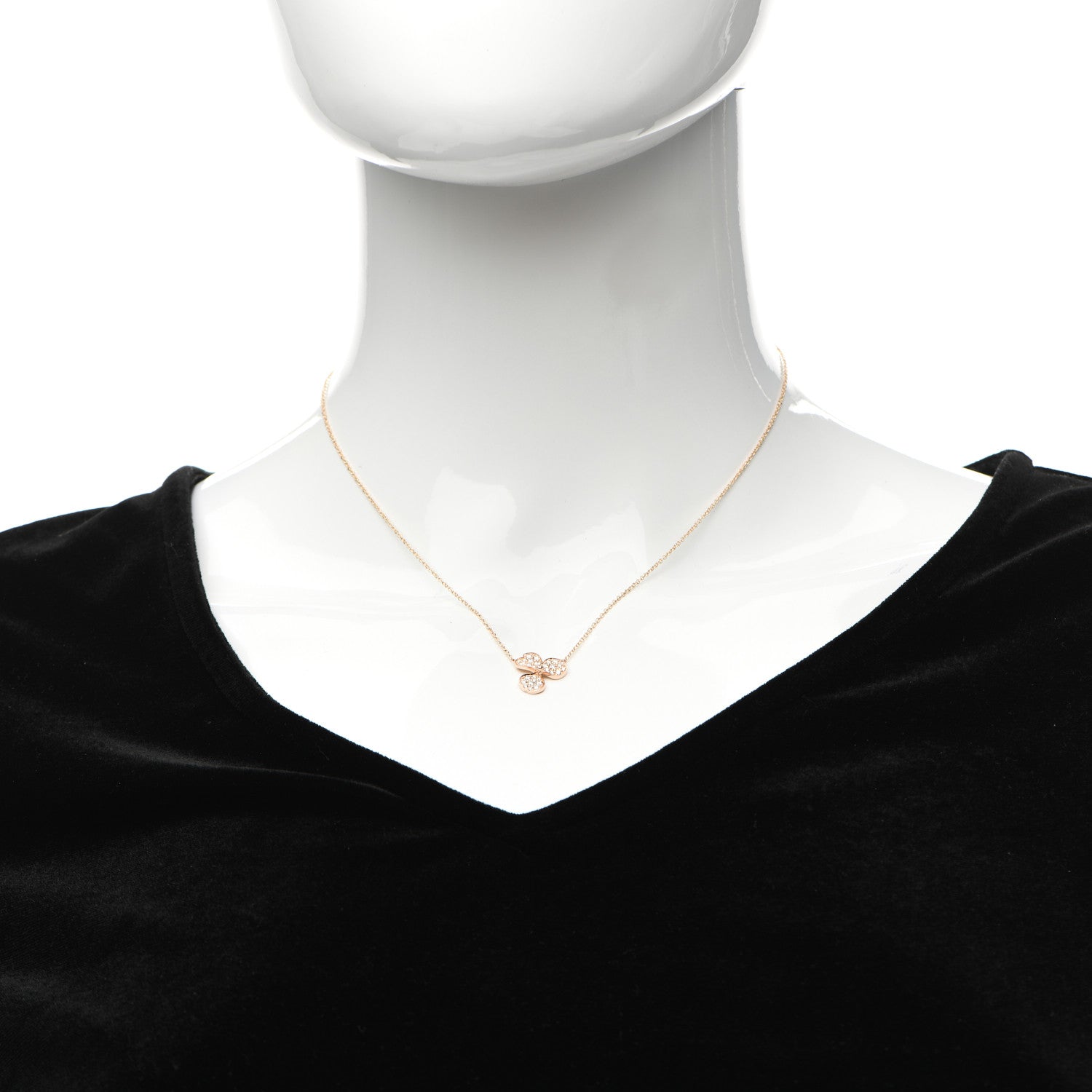 Tiffany 18K Rose Gold Diamond Paper Flowers Pave Pendant Necklace 2 of 6