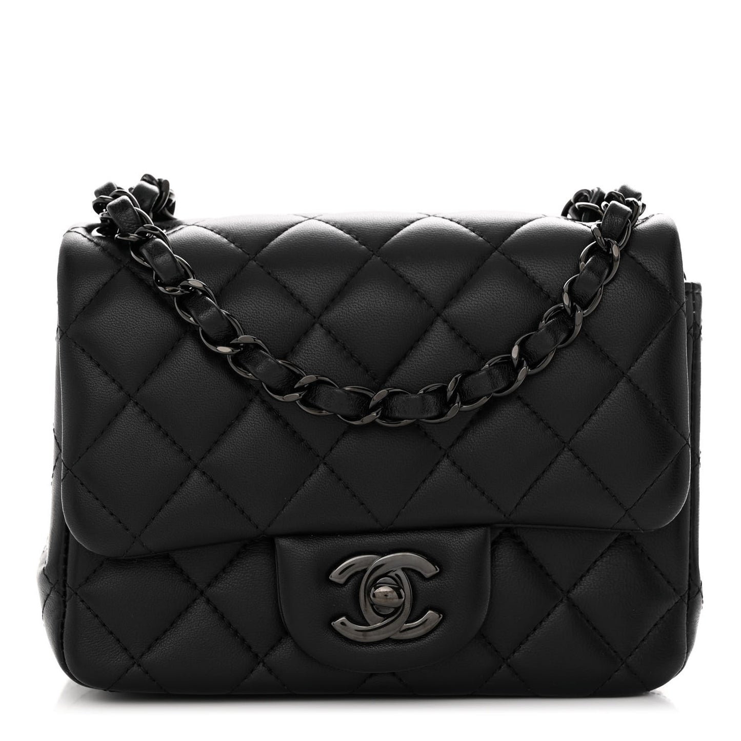 Lambskin Quilted Mini Square Flap So Black