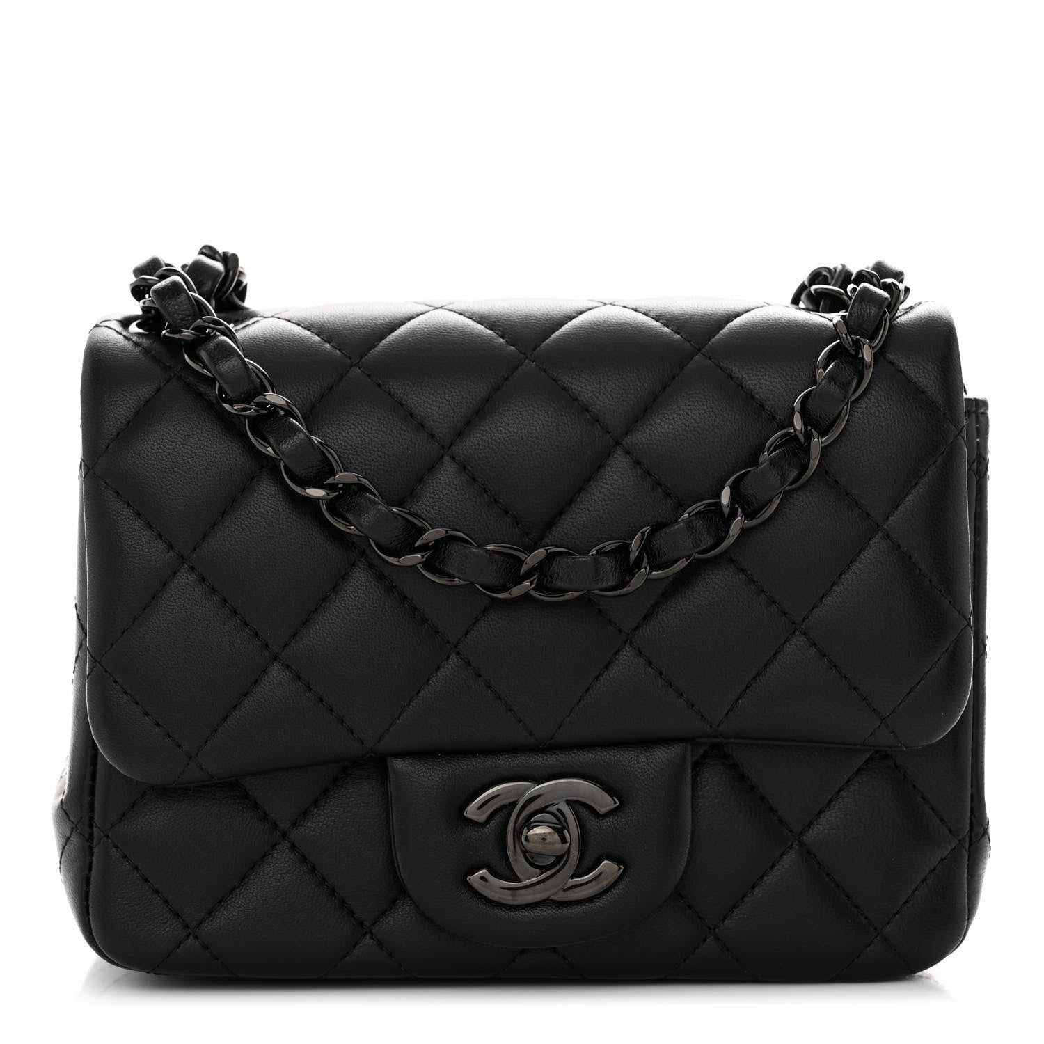 Chanel Lambskin Quilted Mini Square Flap So Black 1 of 10