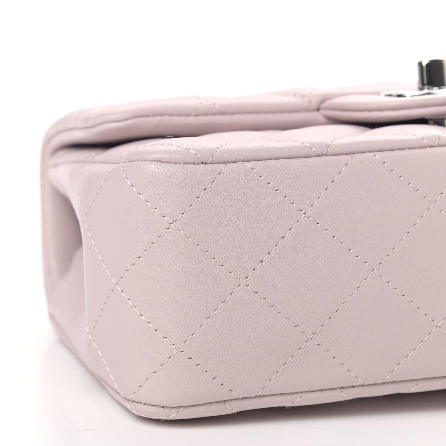 Lambskin Quilted Mini Rectangular Flap Light Purple