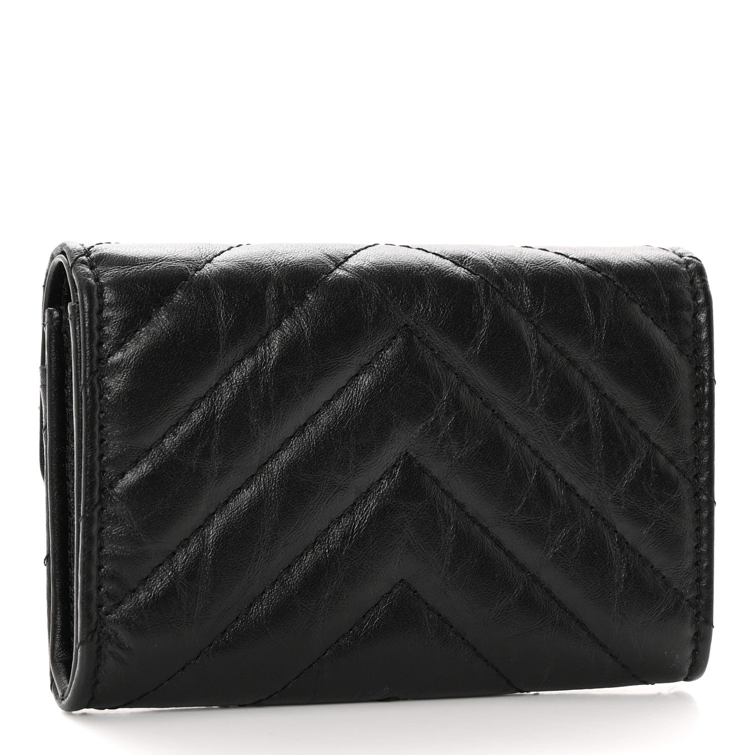 Chanel Aged Calfskin Chevron Quilted Reissue Card Holder Wallet So Black 3 of 8