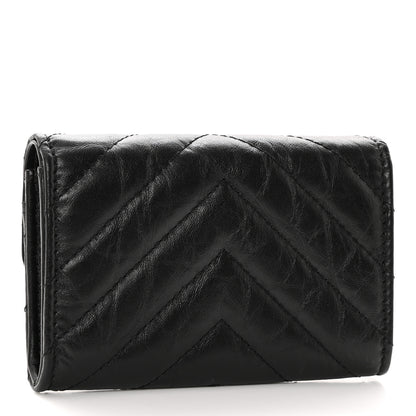 Chanel Aged Calfskin Chevron Quilted Reissue Card Holder Wallet So Black 3 of 8