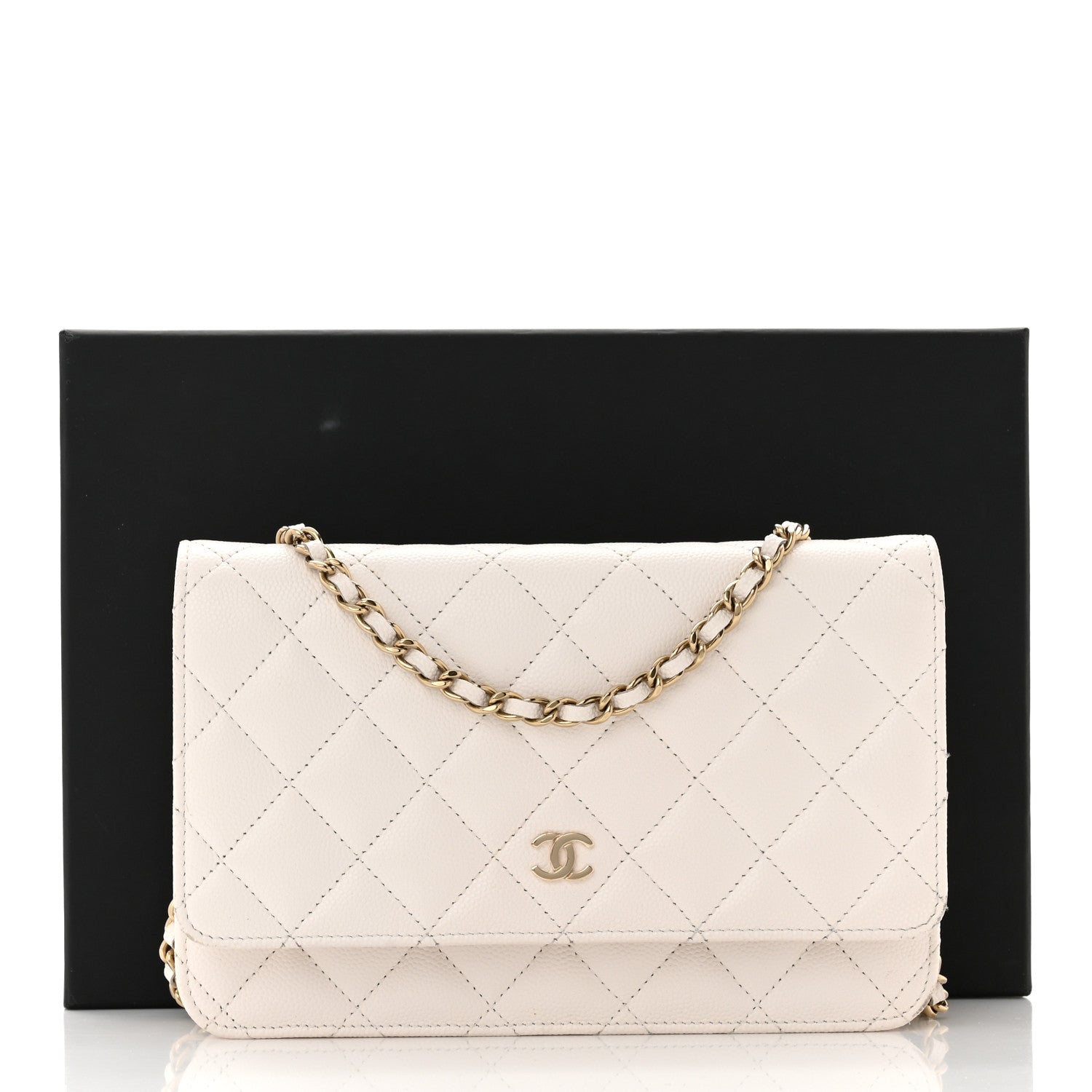 Chanel Caviar Quilted Wallet On Chain WOC White 14 of 14