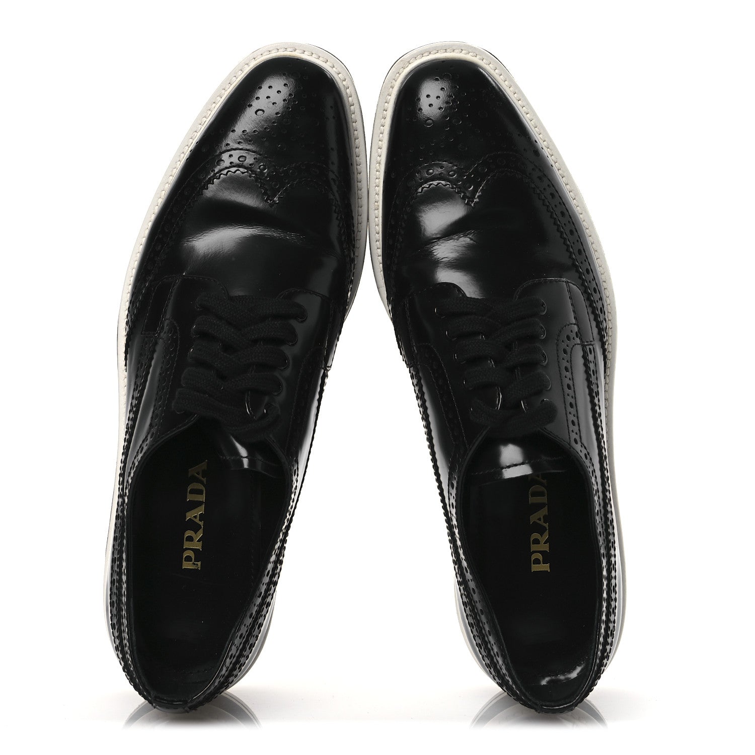 Prada Spazzolato Wingtip Brogue Platform Derby Black 1743468