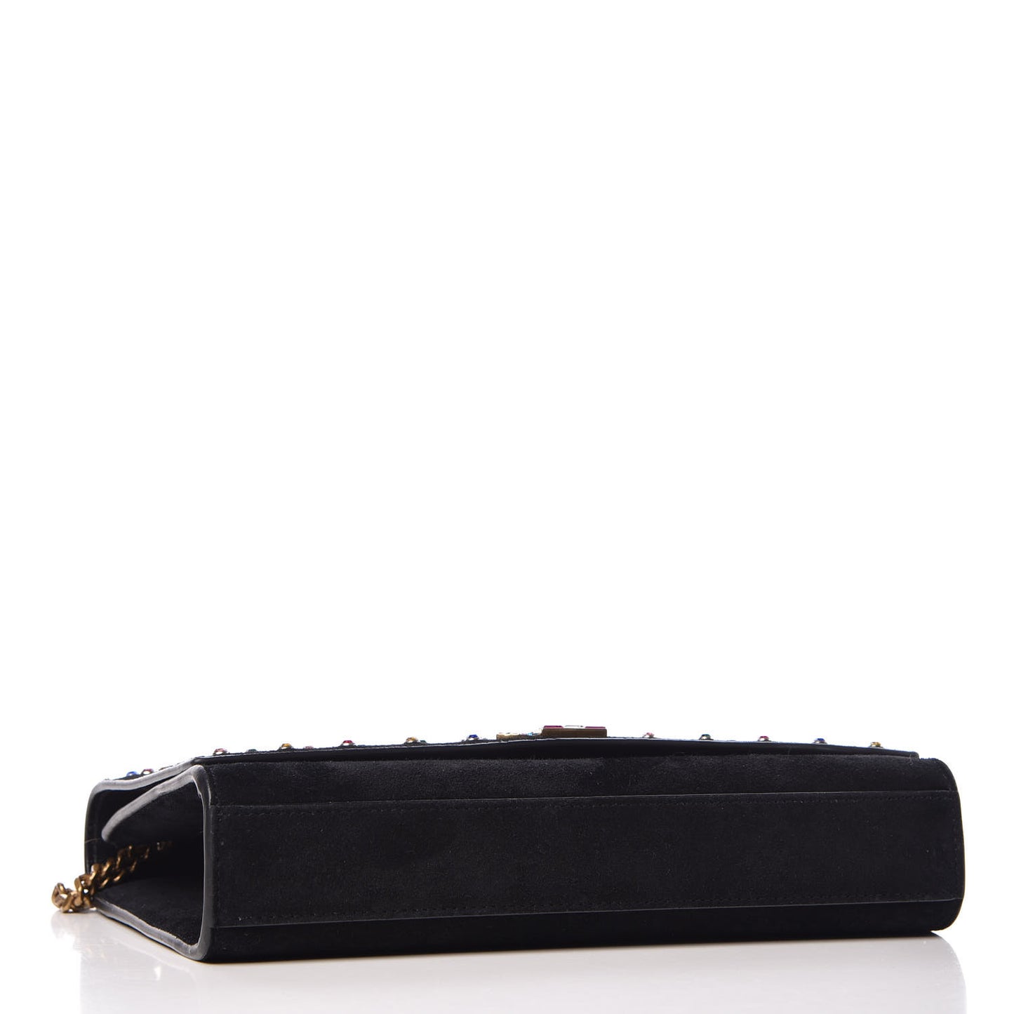 Suede Crystal Medium Classic Monogram Kate Satchel Black
